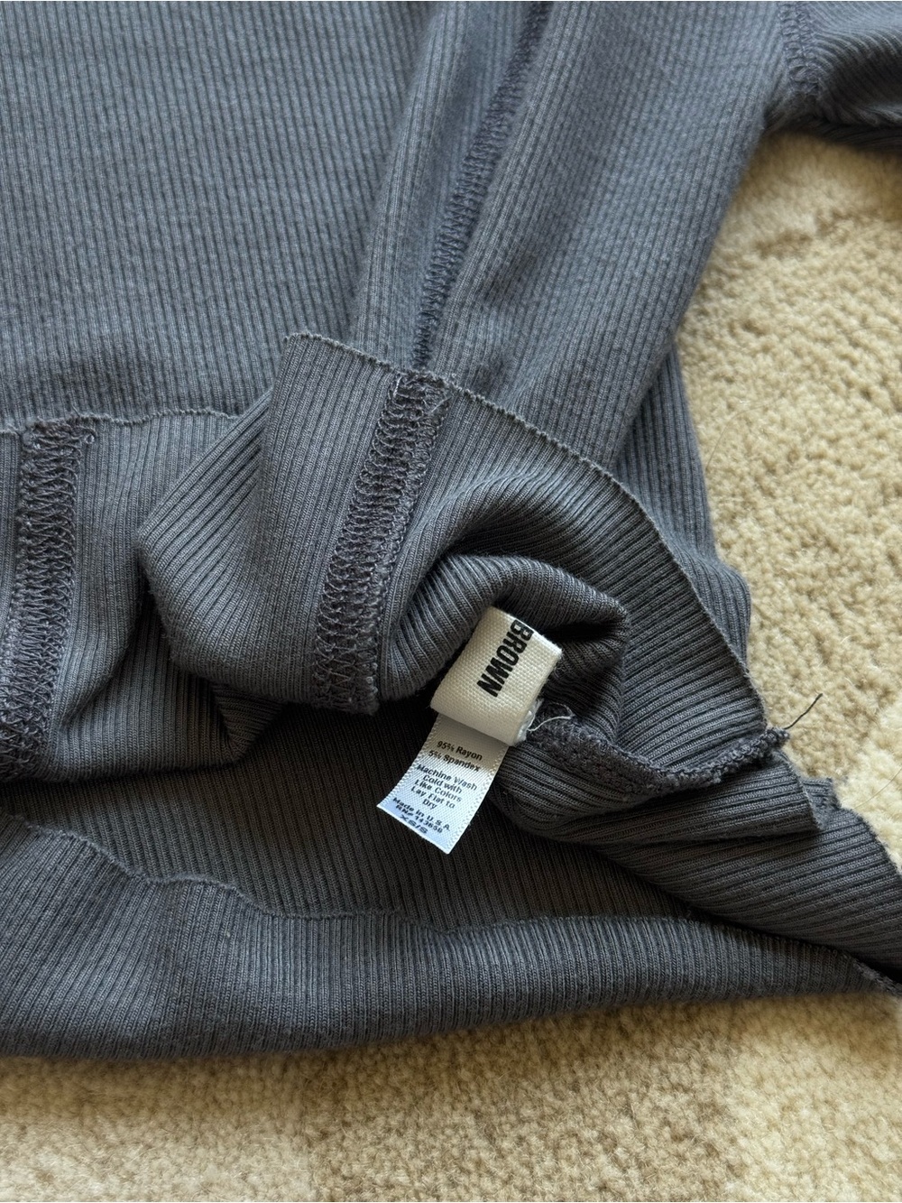 JOAH BROWN Contrast Stitch Long Sleeve Crop - Vintage Navy - Picture 3 of 4